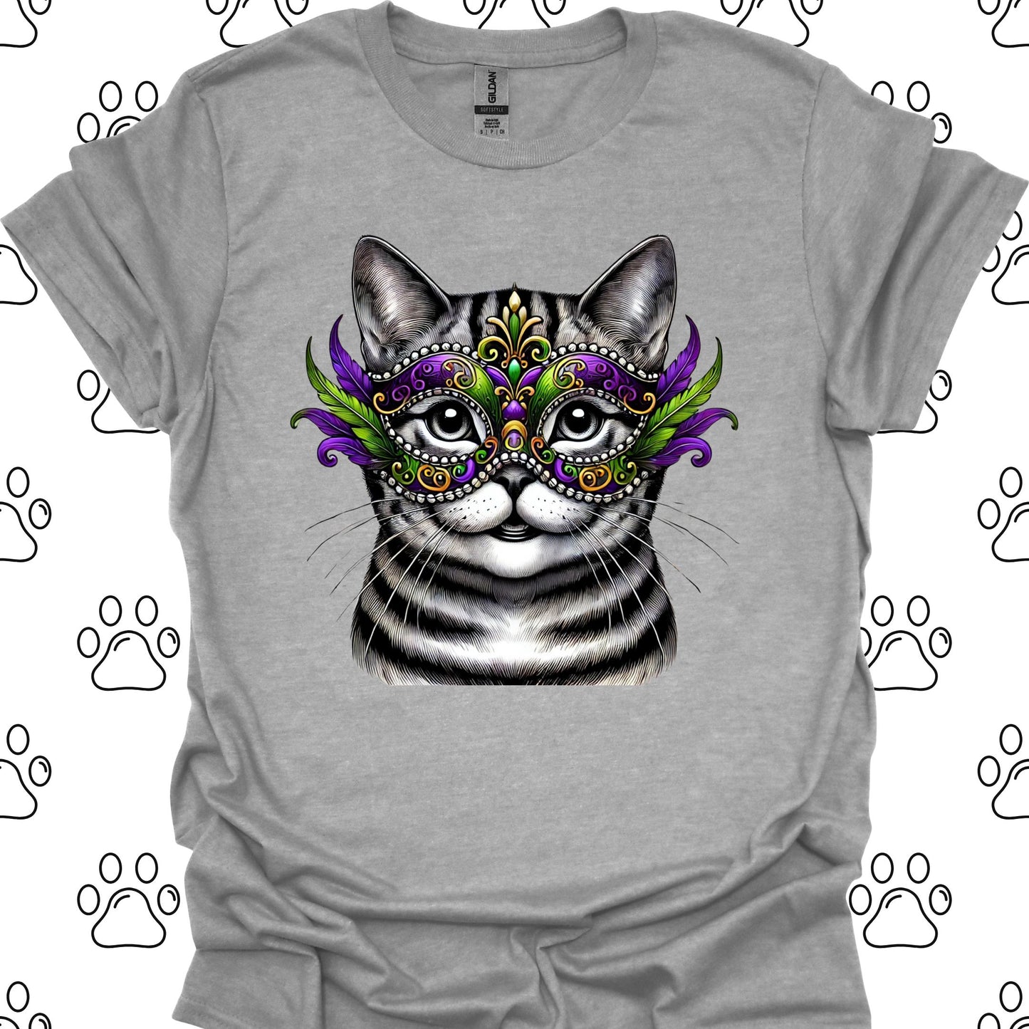 American Shorthair Cat Mardi Gras Mask T-Shirt