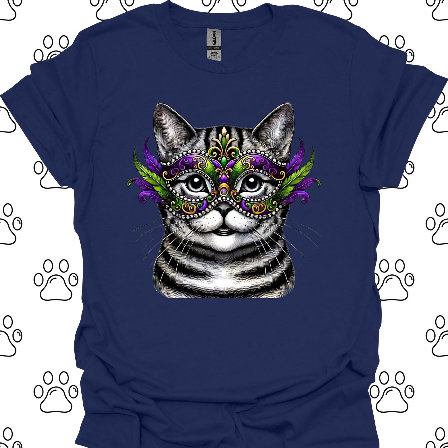 American Shorthair Cat Mardi Gras Mask T-Shirt
