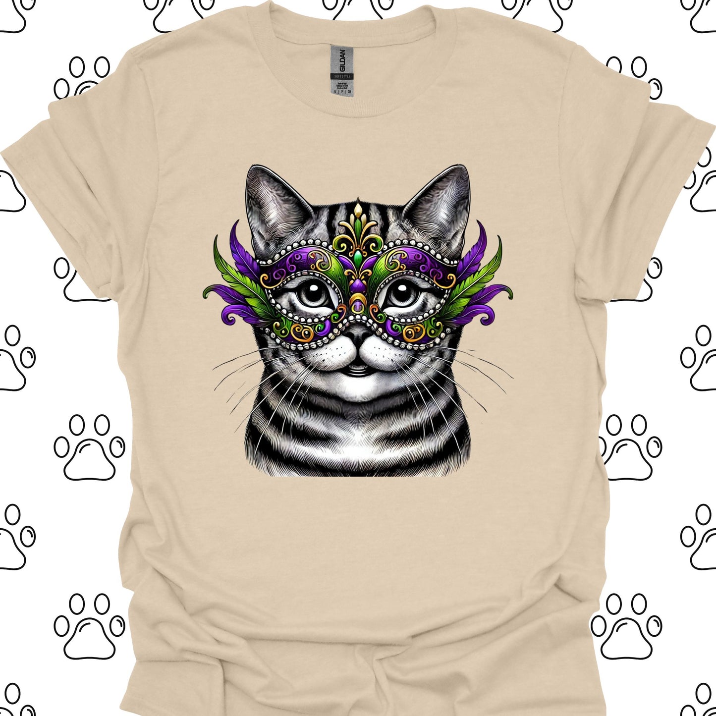 American Shorthair Cat Mardi Gras Mask T-Shirt