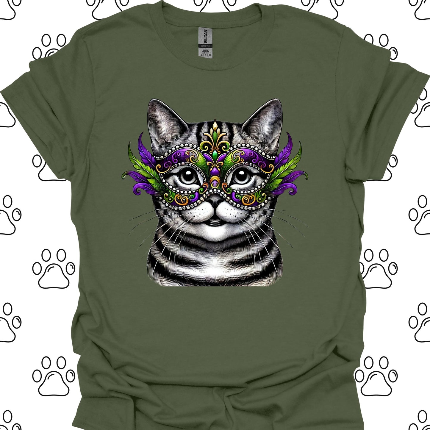 American Shorthair Cat Mardi Gras Mask T-Shirt