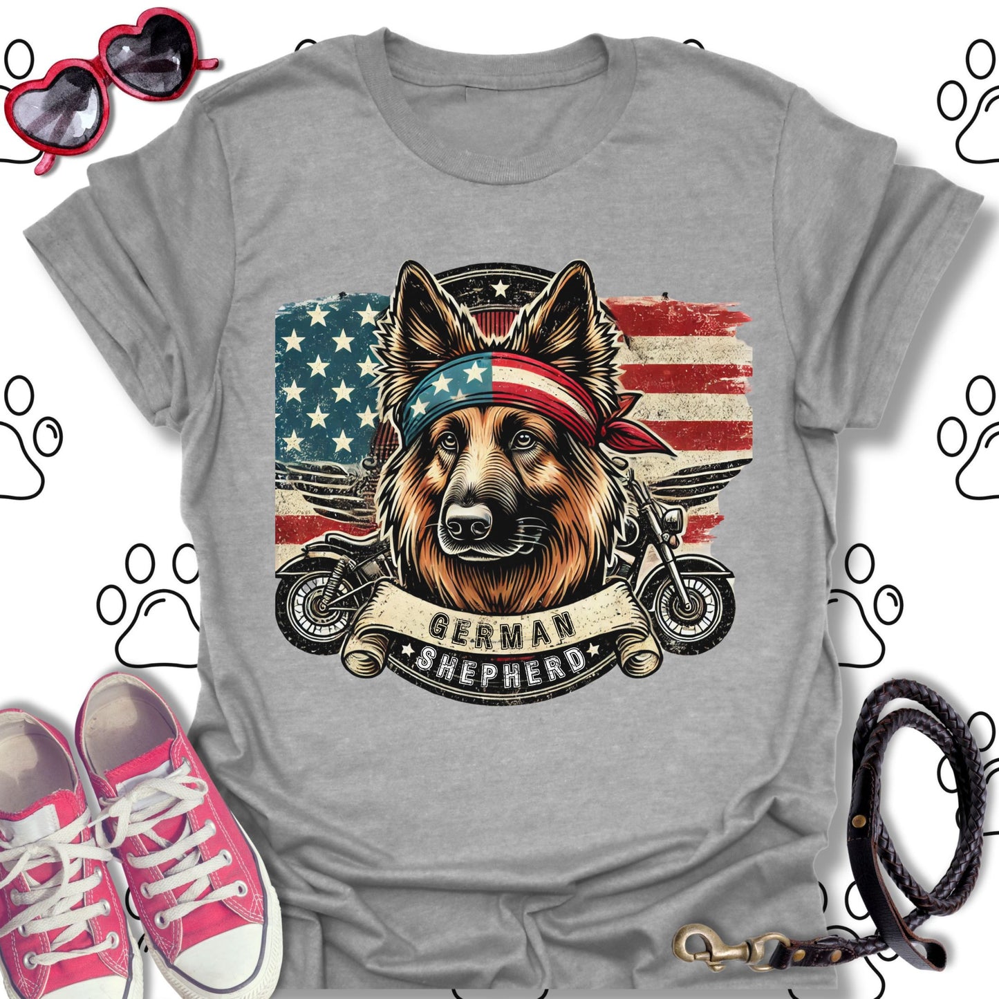 Patriotic Biker German Shepherd
