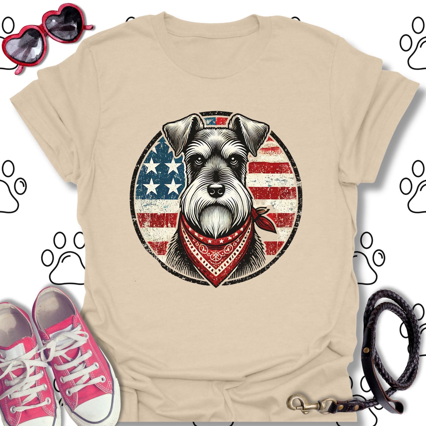 Patriotic Vintage Schnauzer American Flag