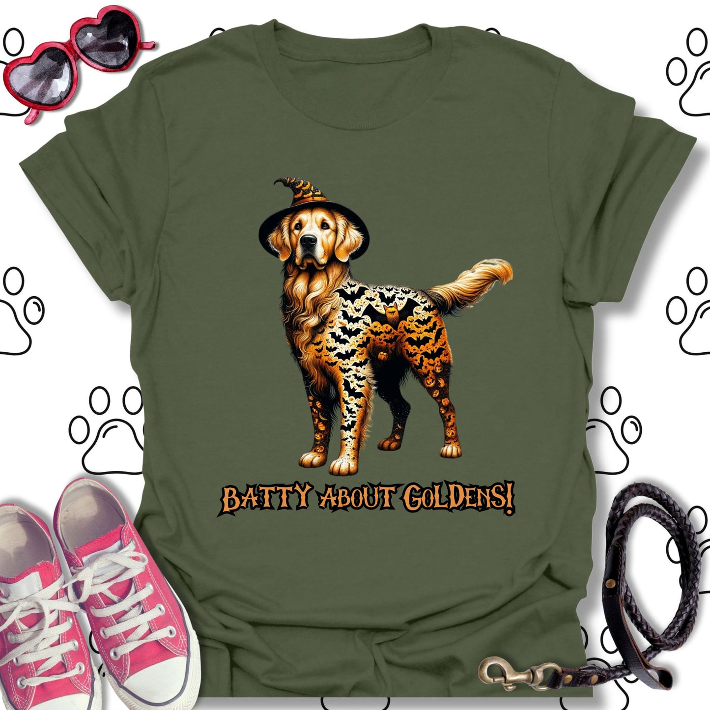 Batty About Goldens Halloween Shirt