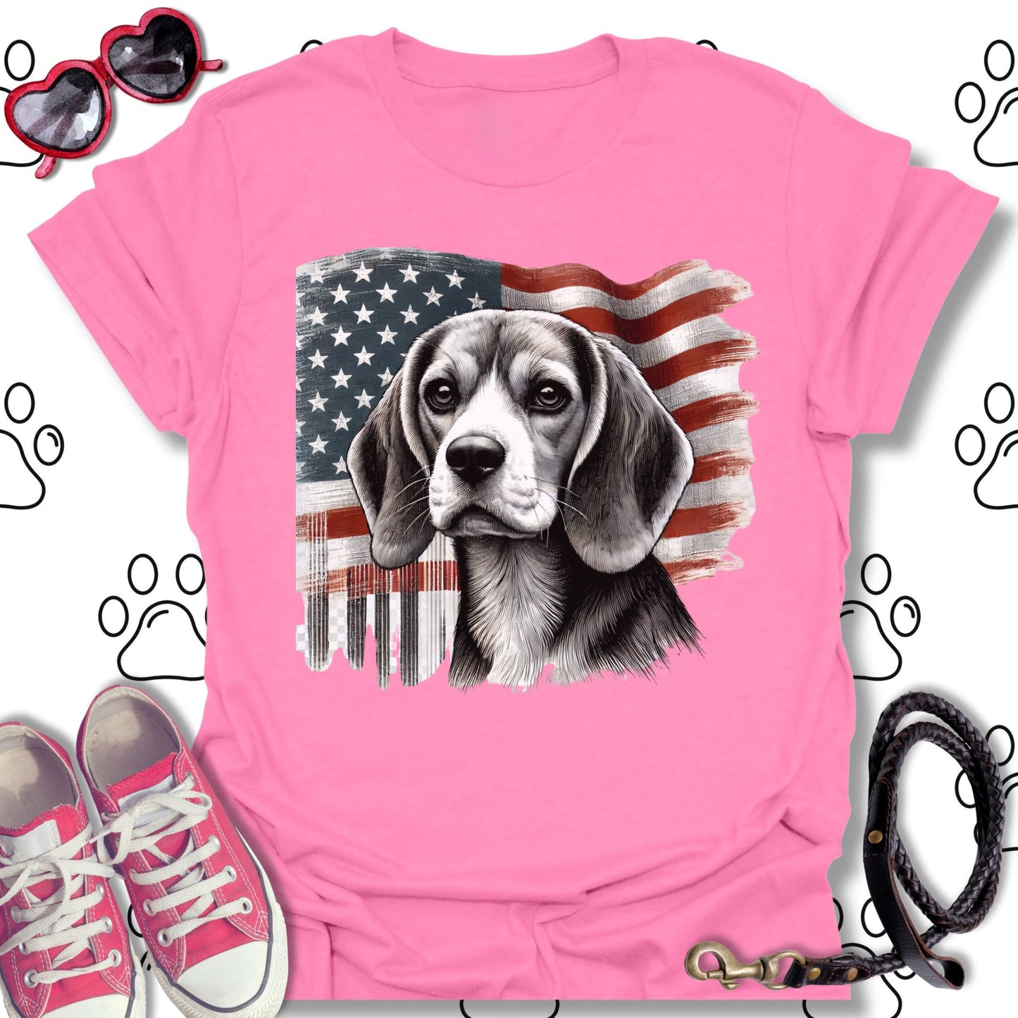 Beagle American Flag T-Shirt
