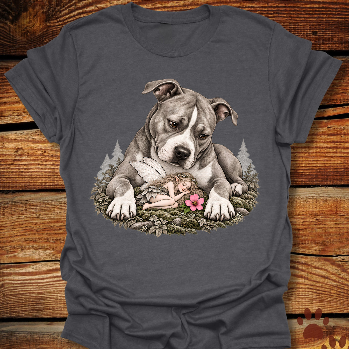 Pit Bull Whimsical Sleeping Fairy T-Shirt