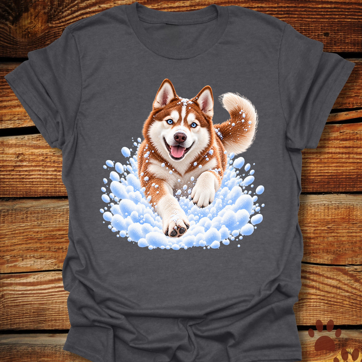 Red Husky Snow Day T-Shirt - Front & Back Print