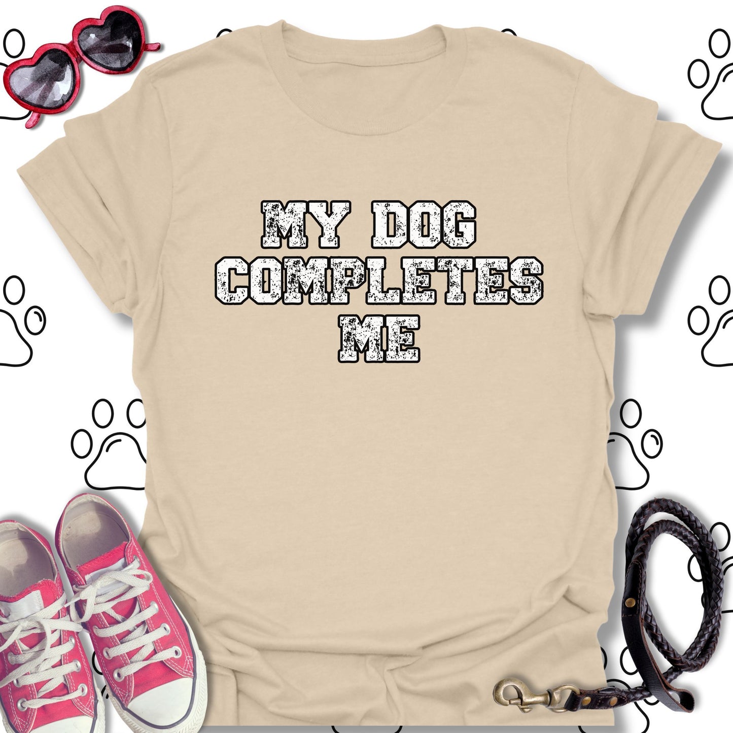 My Dog Completes Me Retro-Style T-Shirt