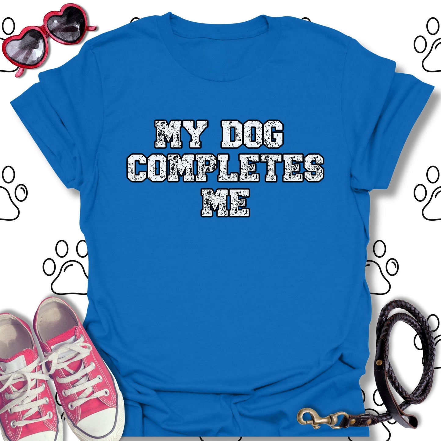 My Dog Completes Me Retro-Style T-Shirt