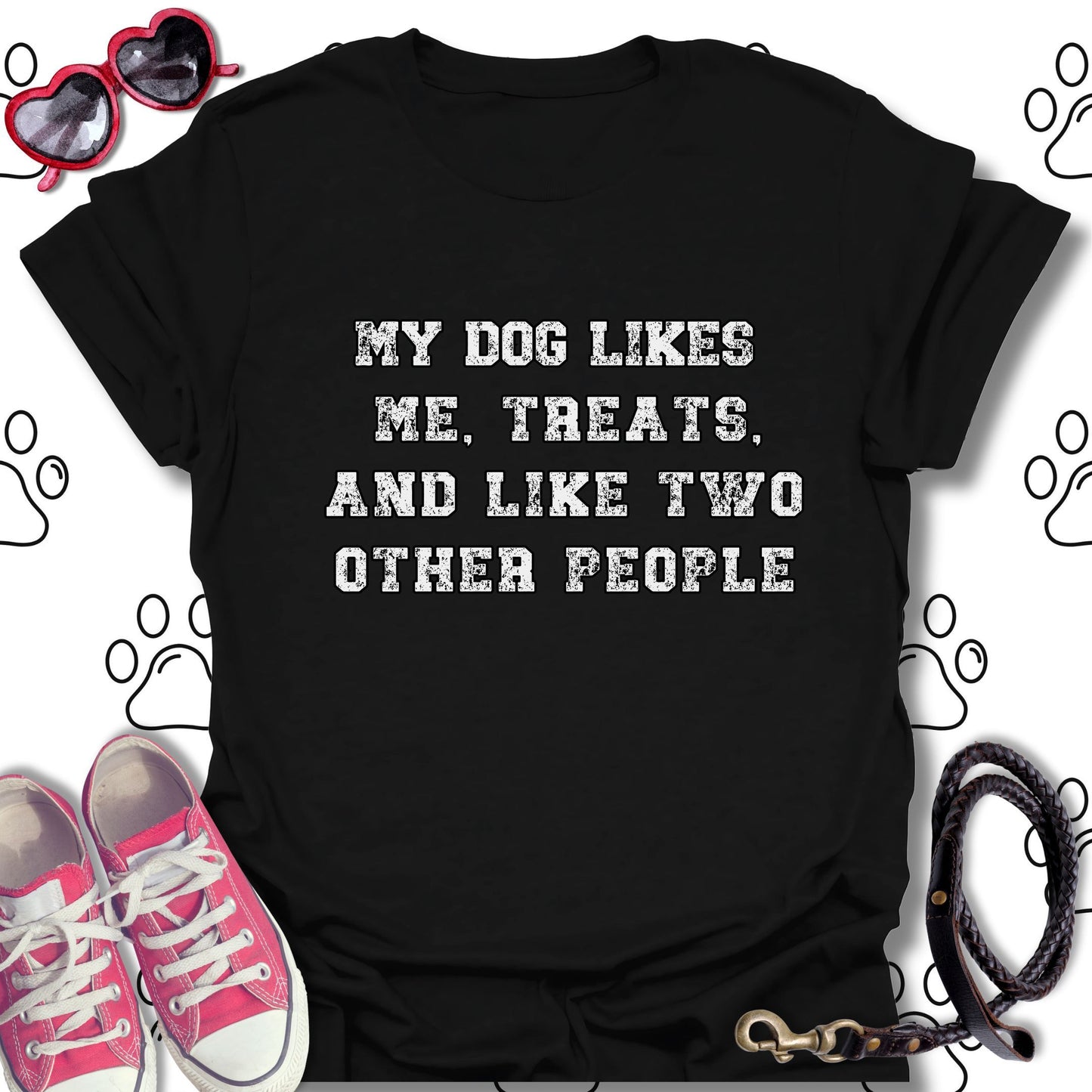 My Dog Likes Me, Treats, and Two Other People T-Shirt