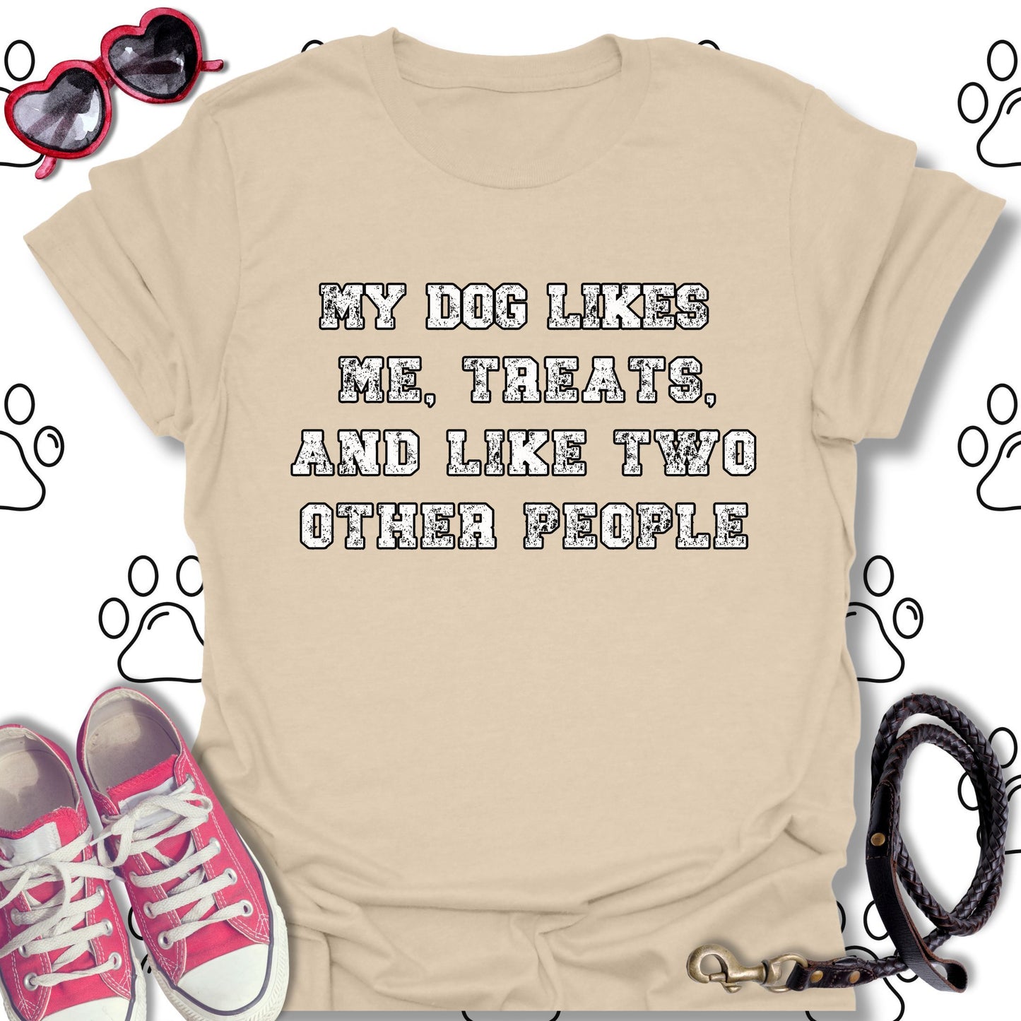 My Dog Likes Me, Treats, and Two Other People T-Shirt