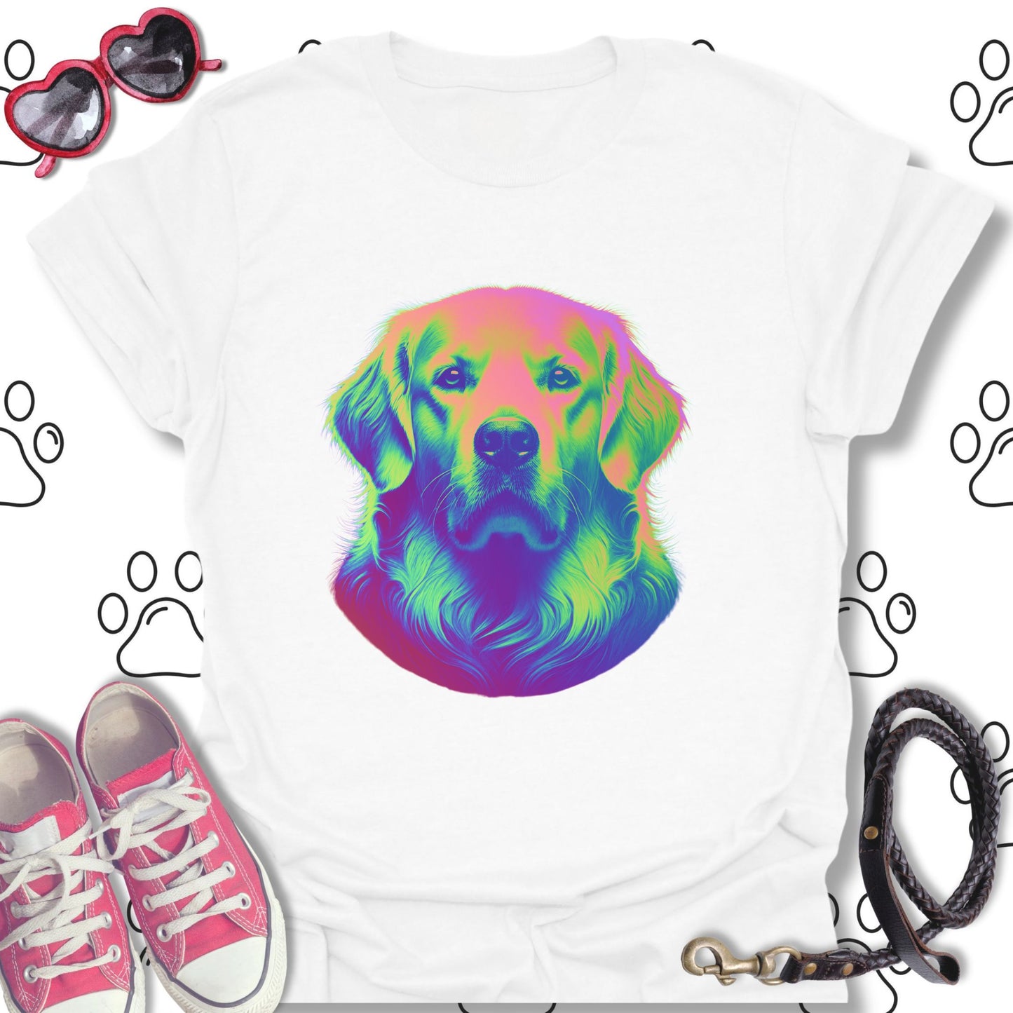 Colorful Psychedelic Golden Retriever