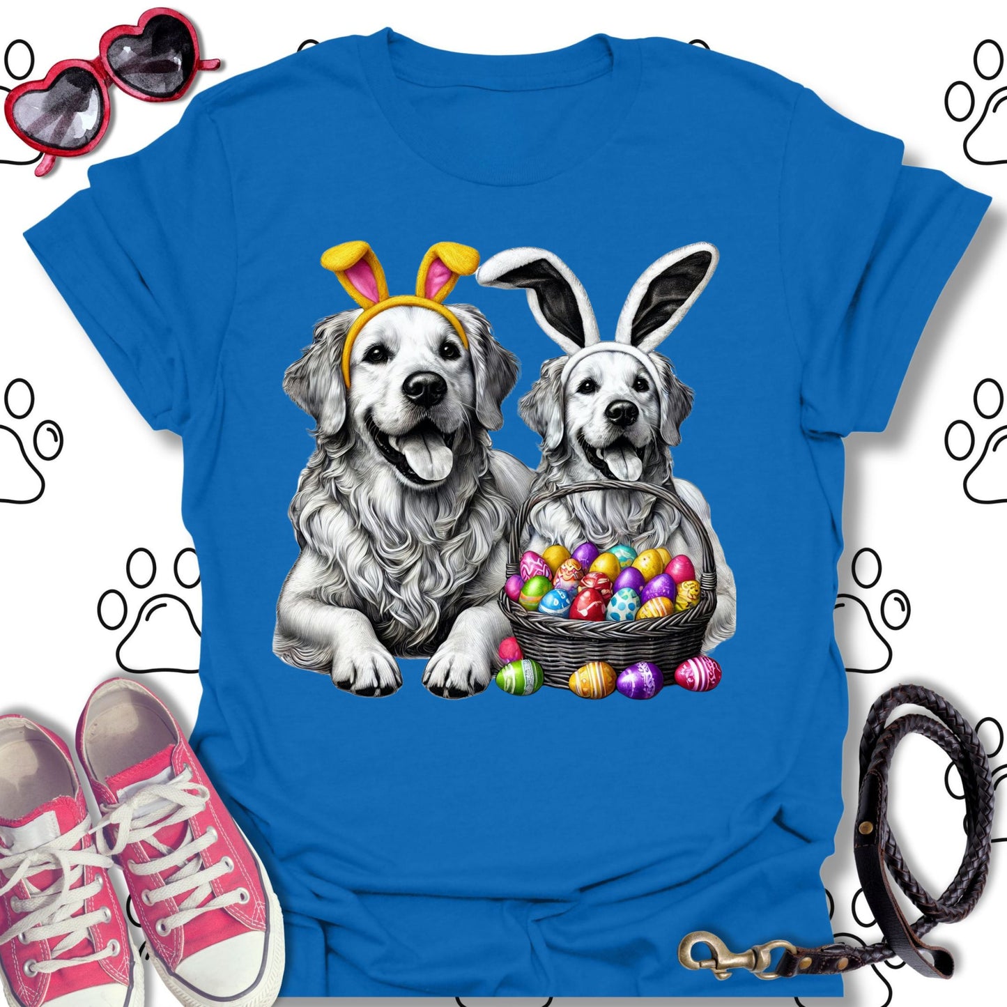 Golden Retriever Pair Easter Bunny Shirt