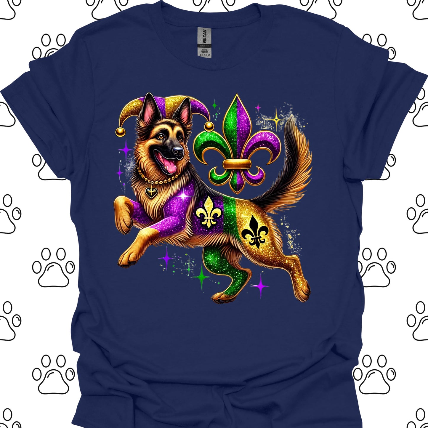 German Shepherd Mardi Gras T-Shirt