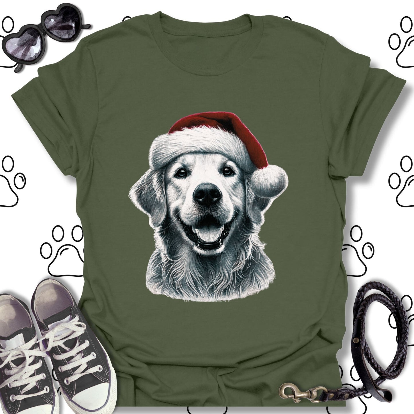 Golden Retriever Santa Hat Shirt