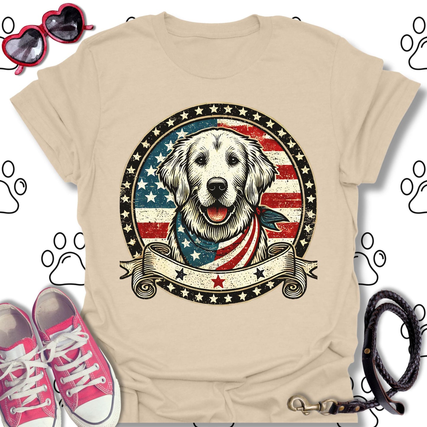 Americana Golden Retriever 4th of July