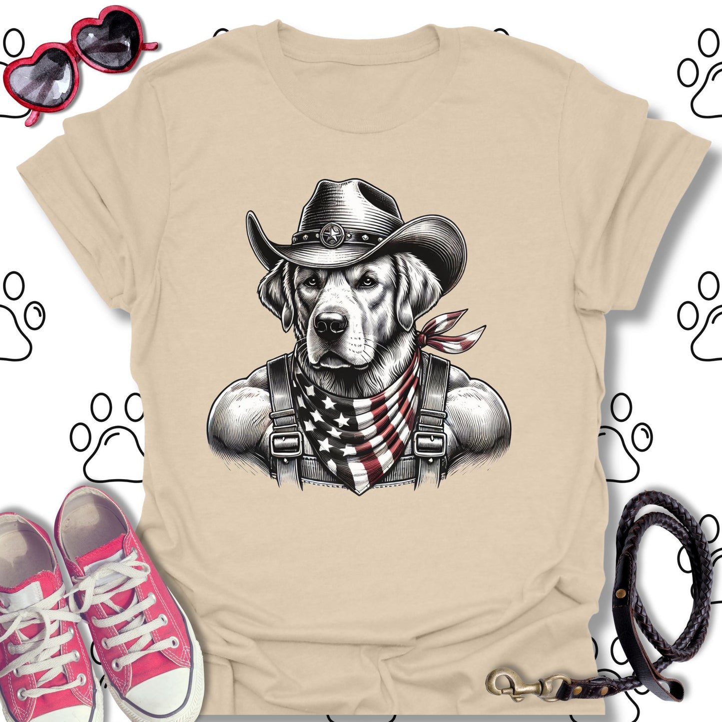 Golden Retriever Patriotic Cowboy T-Shirt