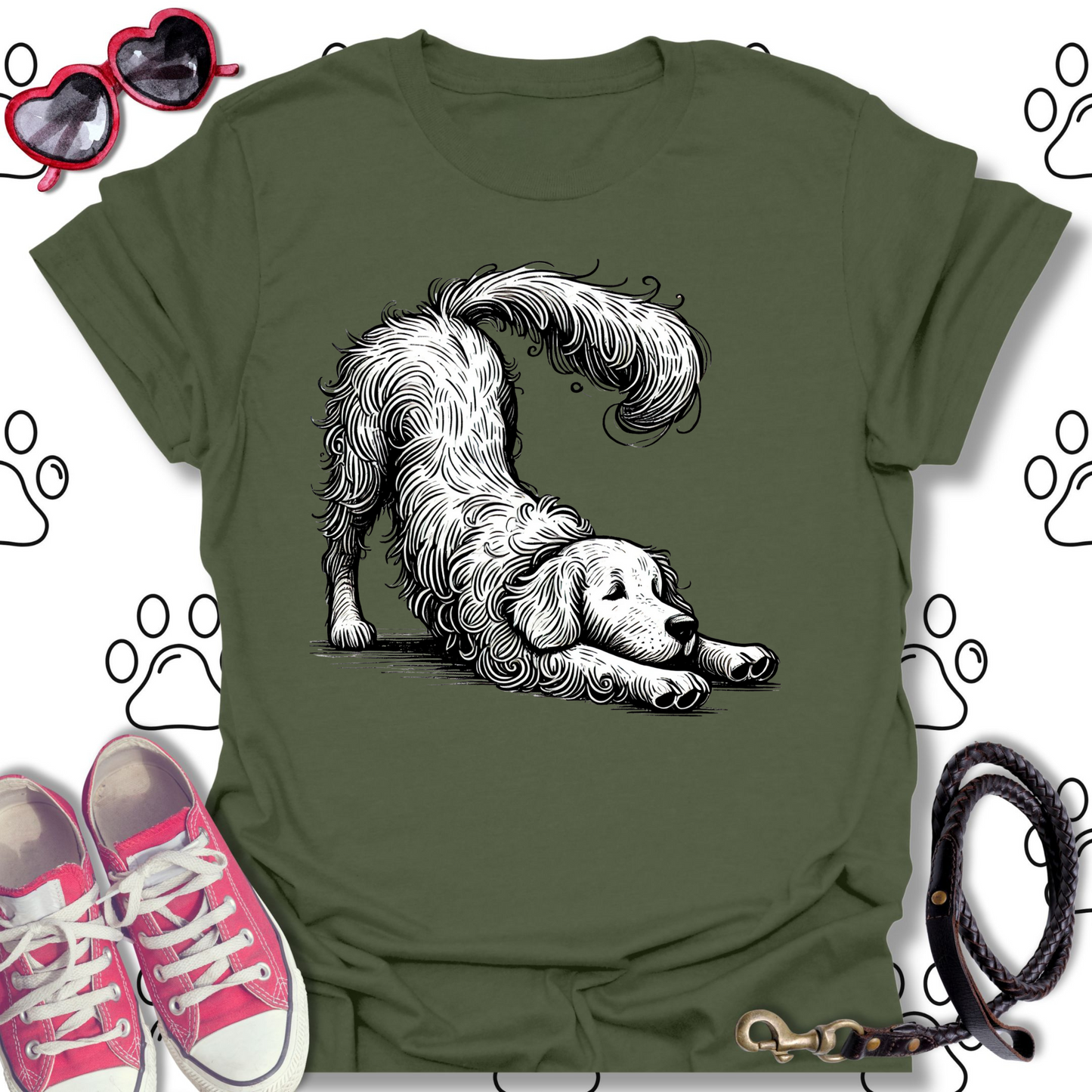 Playful Golden Downward Dog