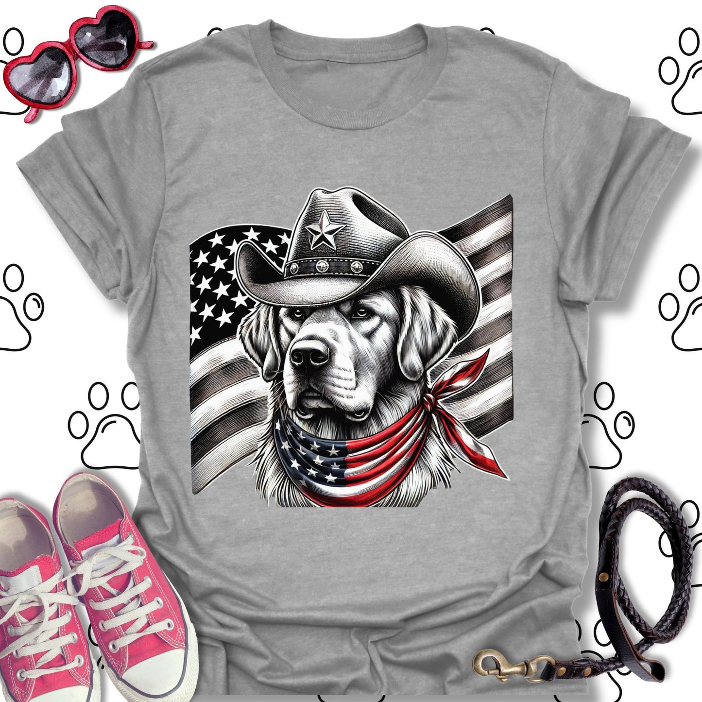 Golden Retriever Patriotic Cowboy T-Shirt