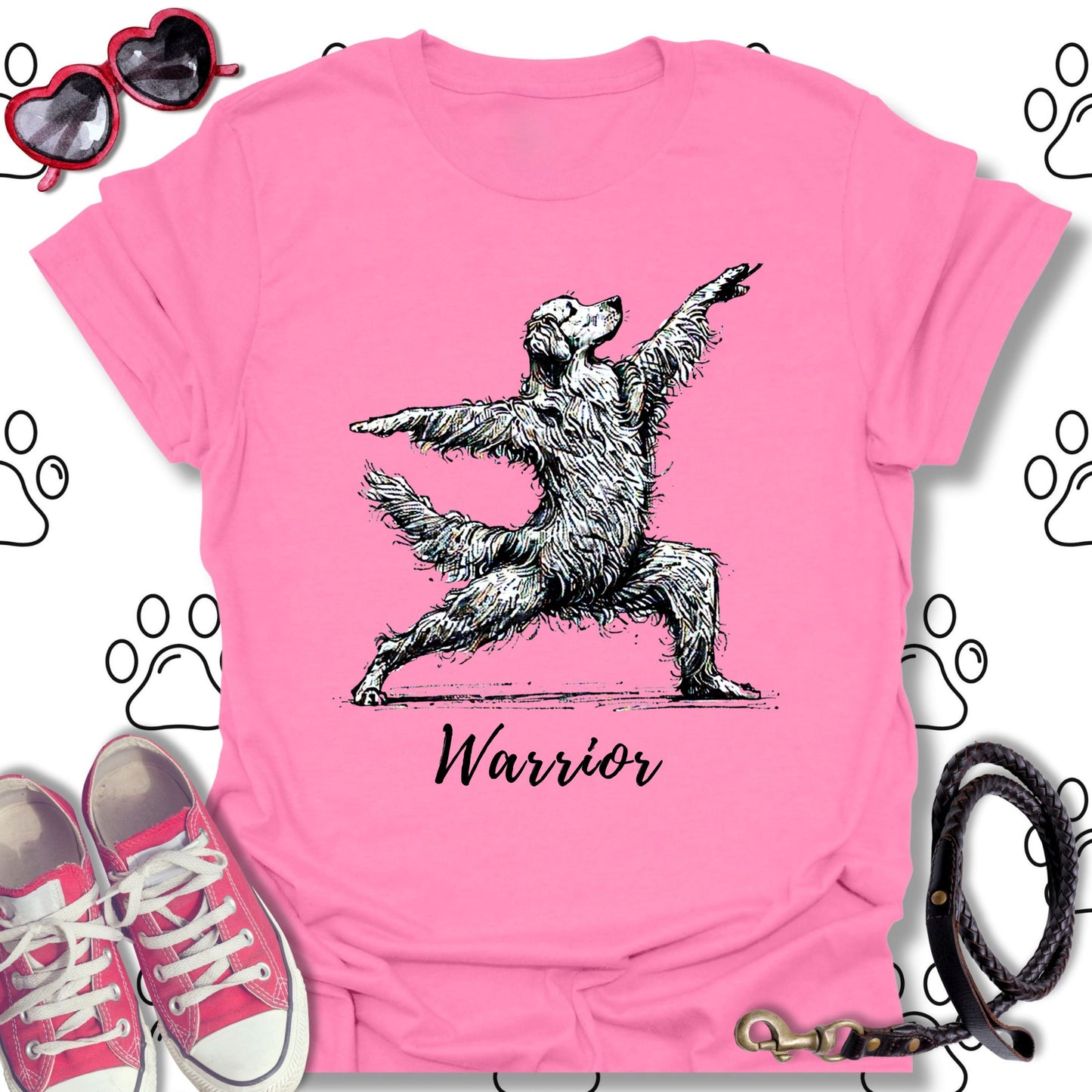 Warrior Pose Yoga Golden Retriever