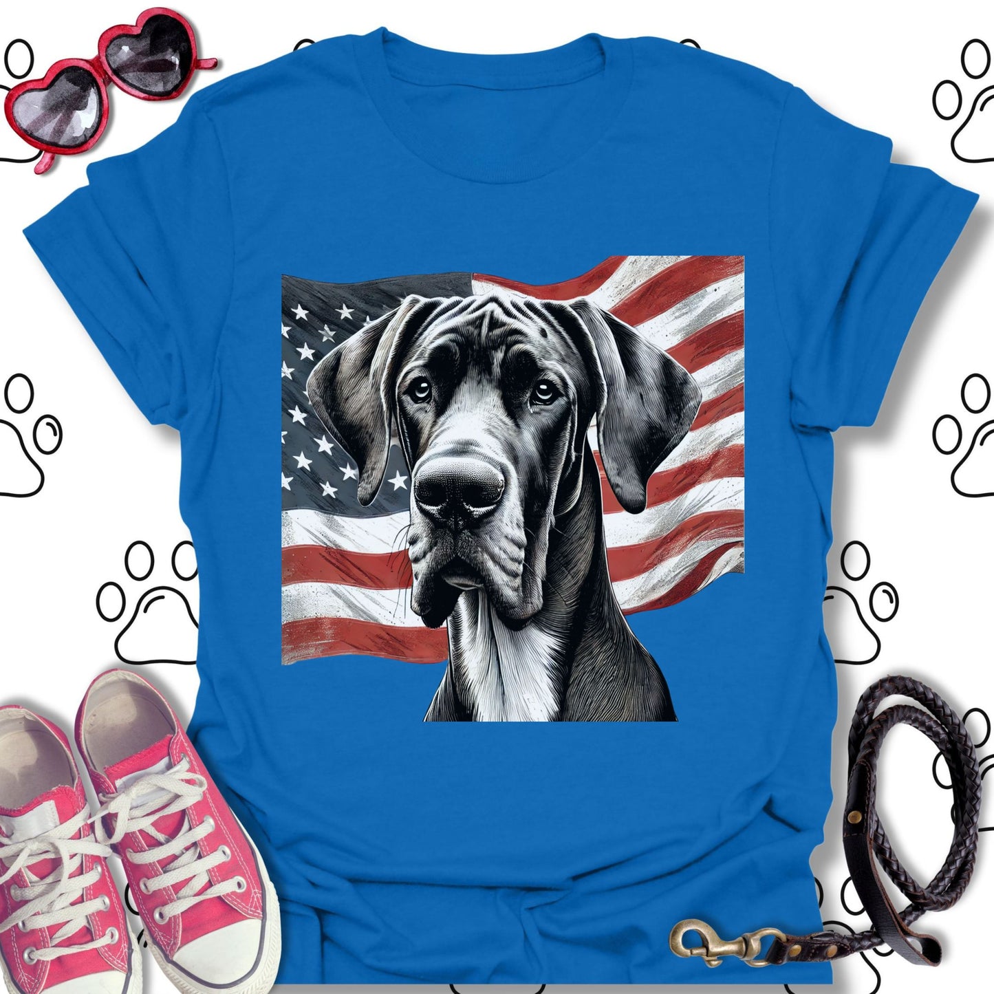Great Dane American Flag T-Shirt
