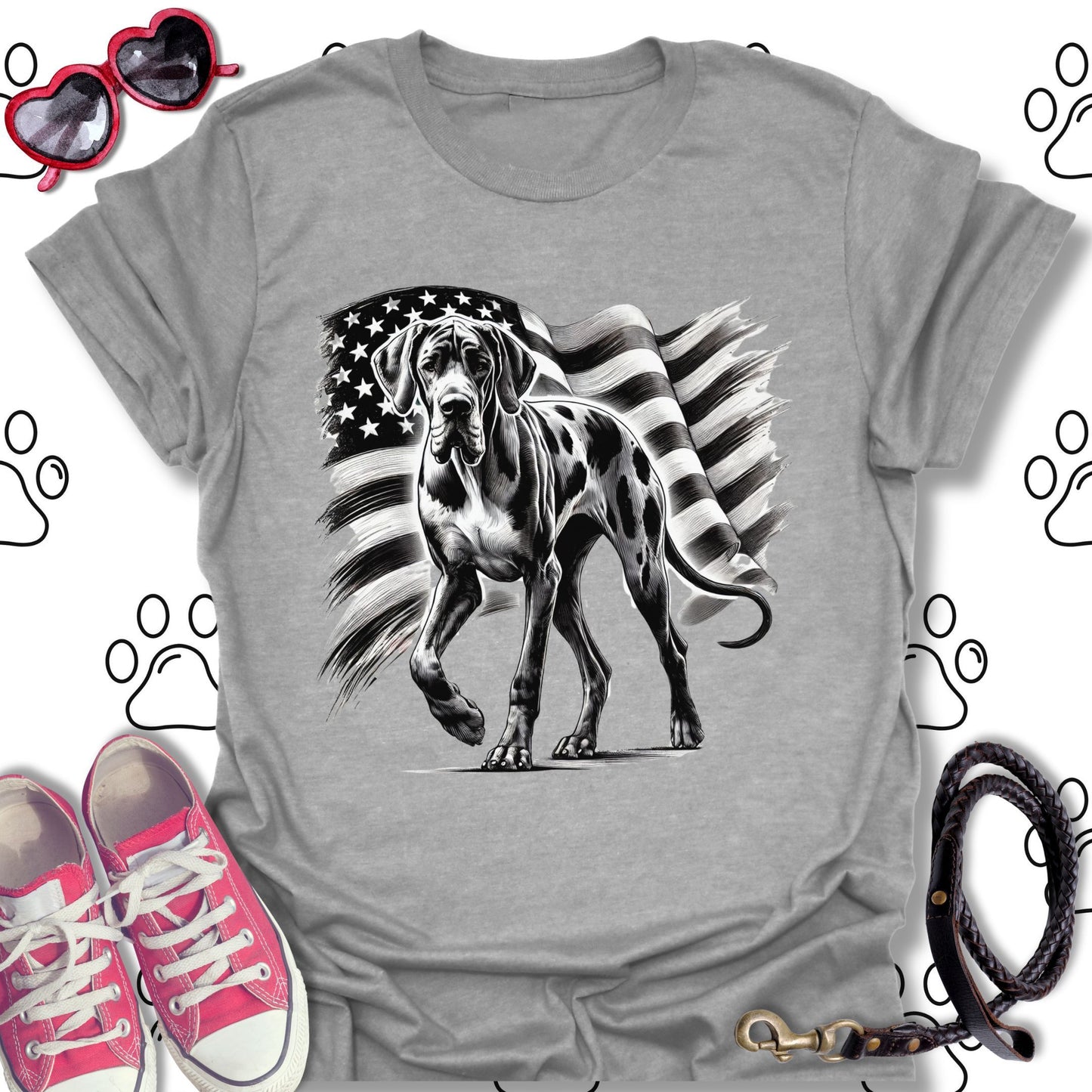 Great Dane American Flag T-Shirt