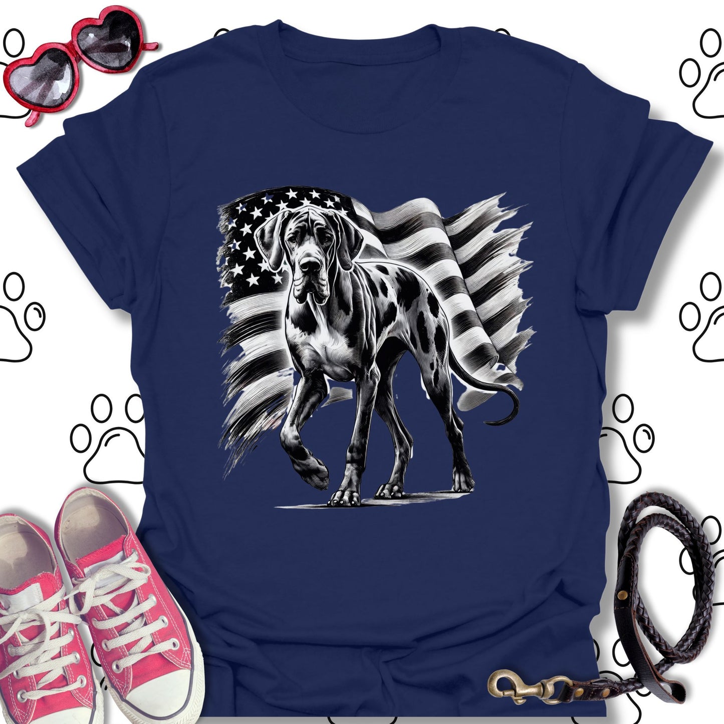 Great Dane American Flag T-Shirt