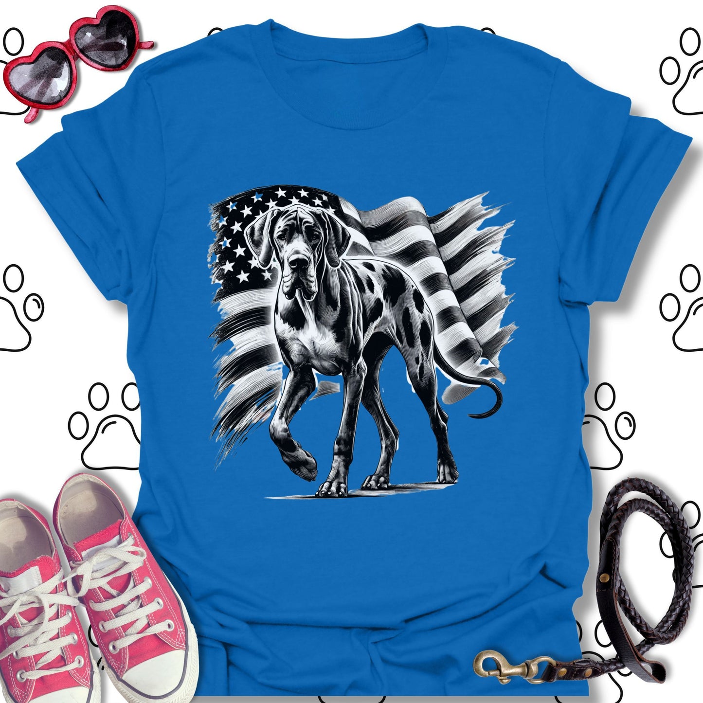 Great Dane American Flag T-Shirt