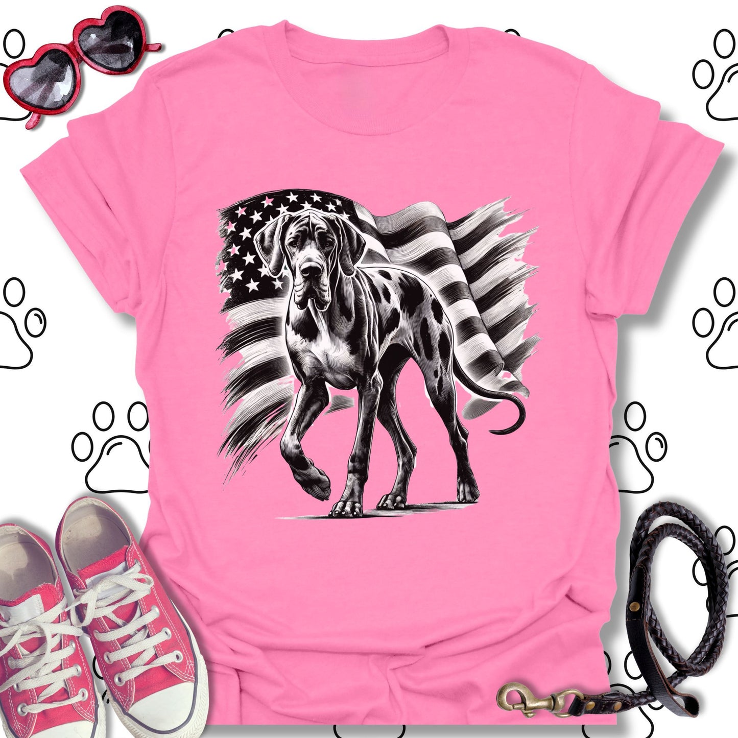 Great Dane American Flag T-Shirt