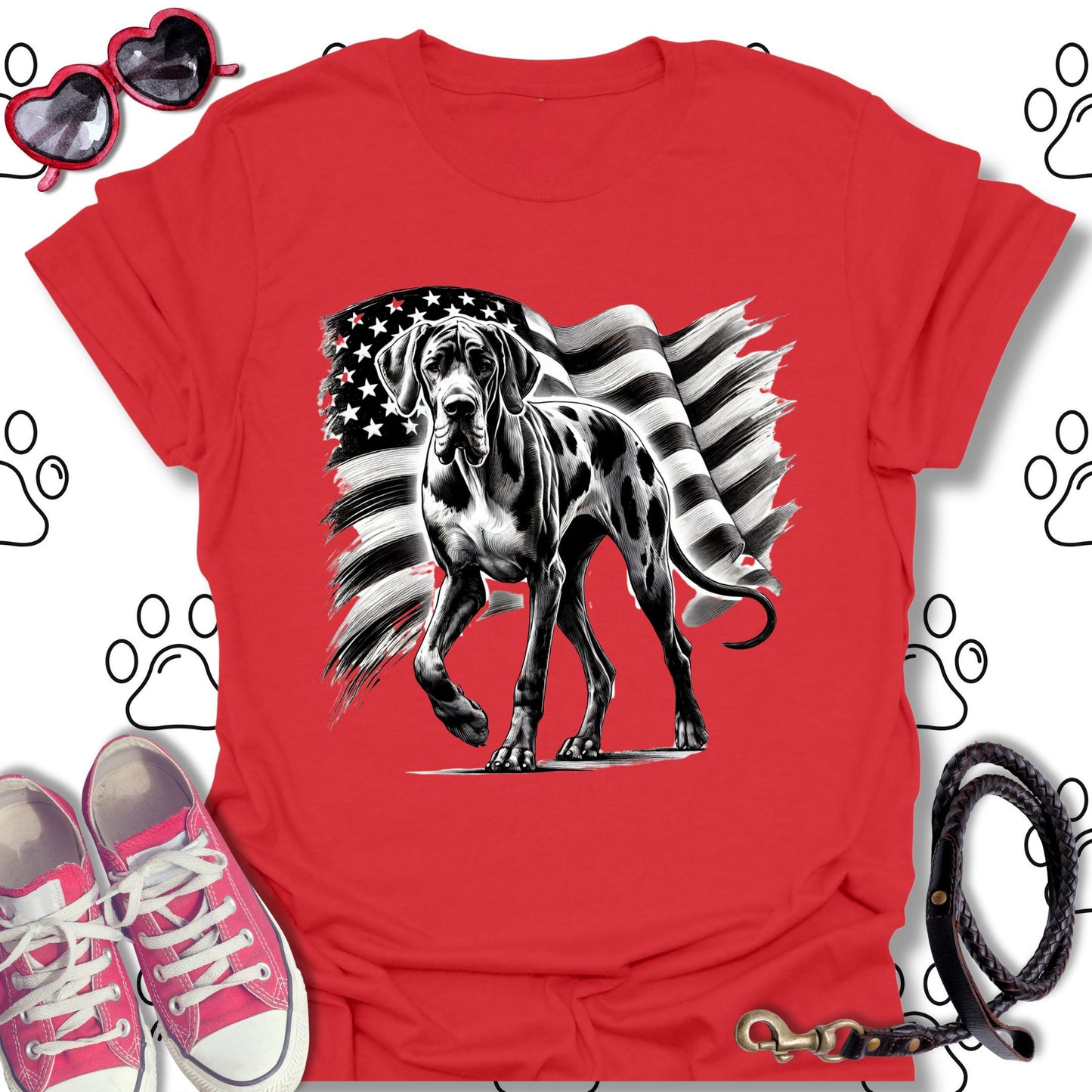Great Dane American Flag T-Shirt