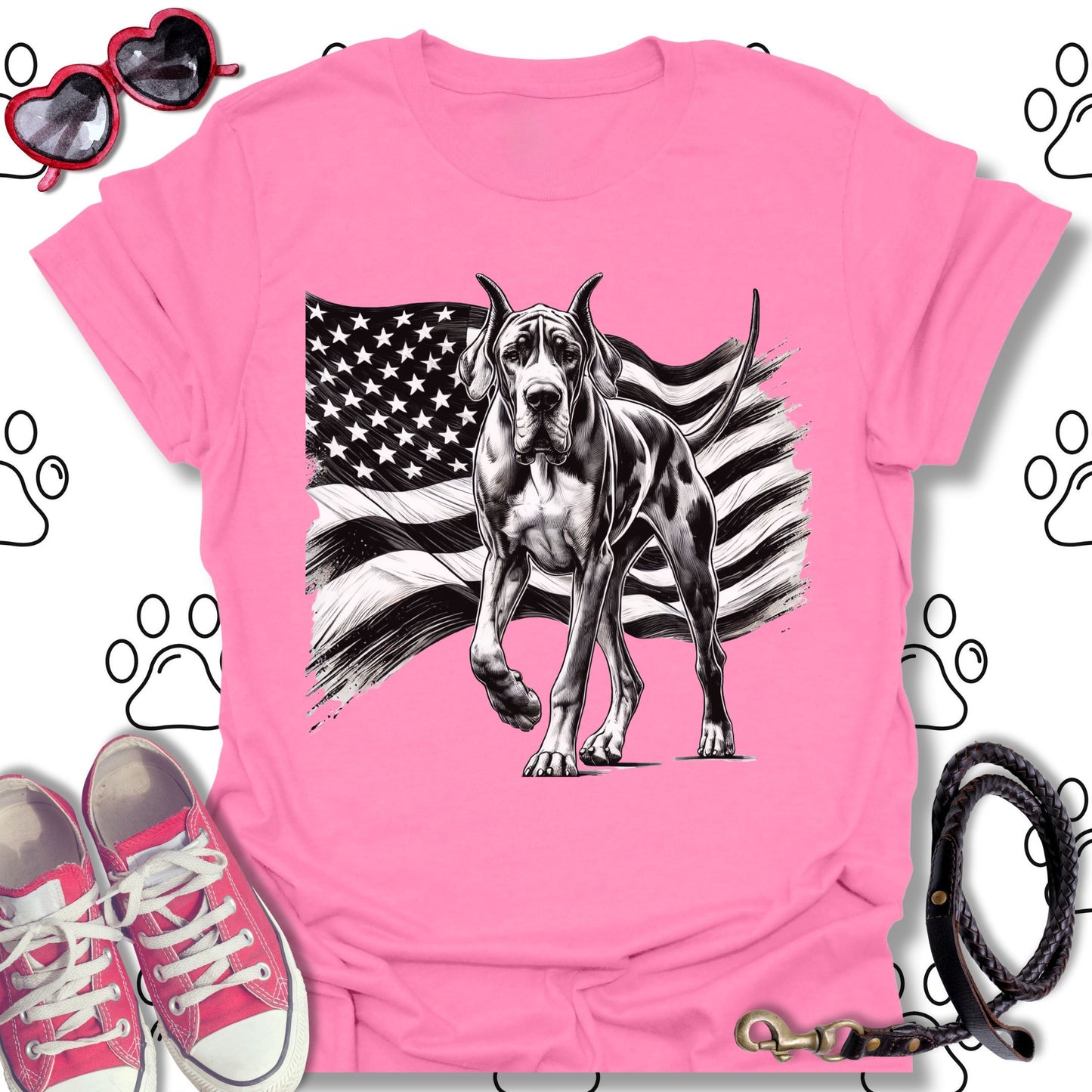 Great Dane American Flag T-Shirt