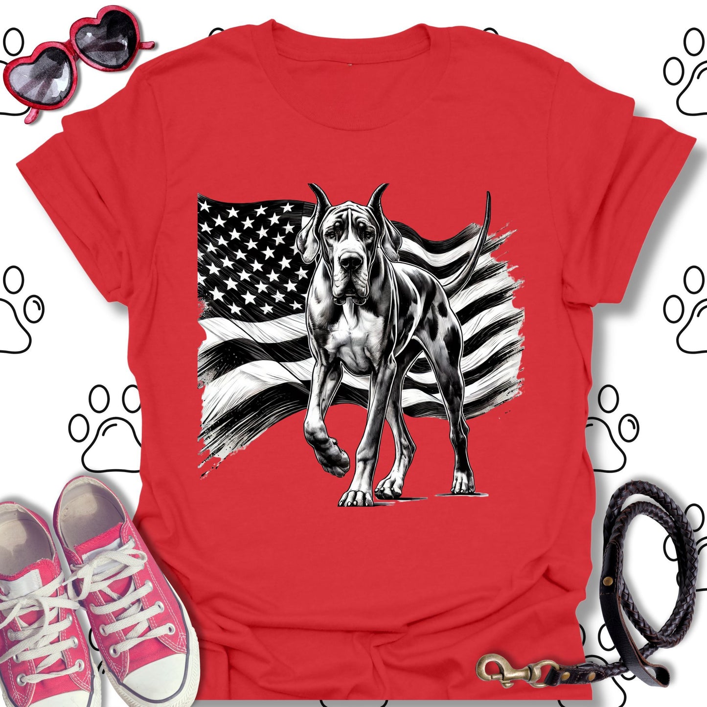 Great Dane American Flag T-Shirt