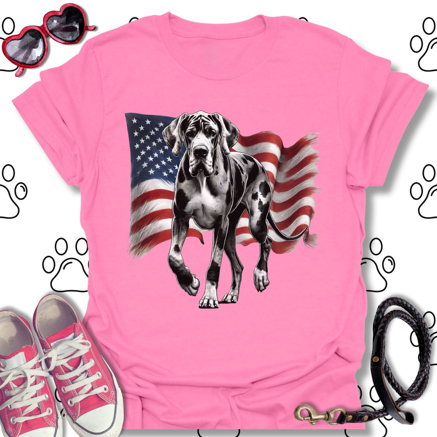 Great Dane American Flag T-Shirt
