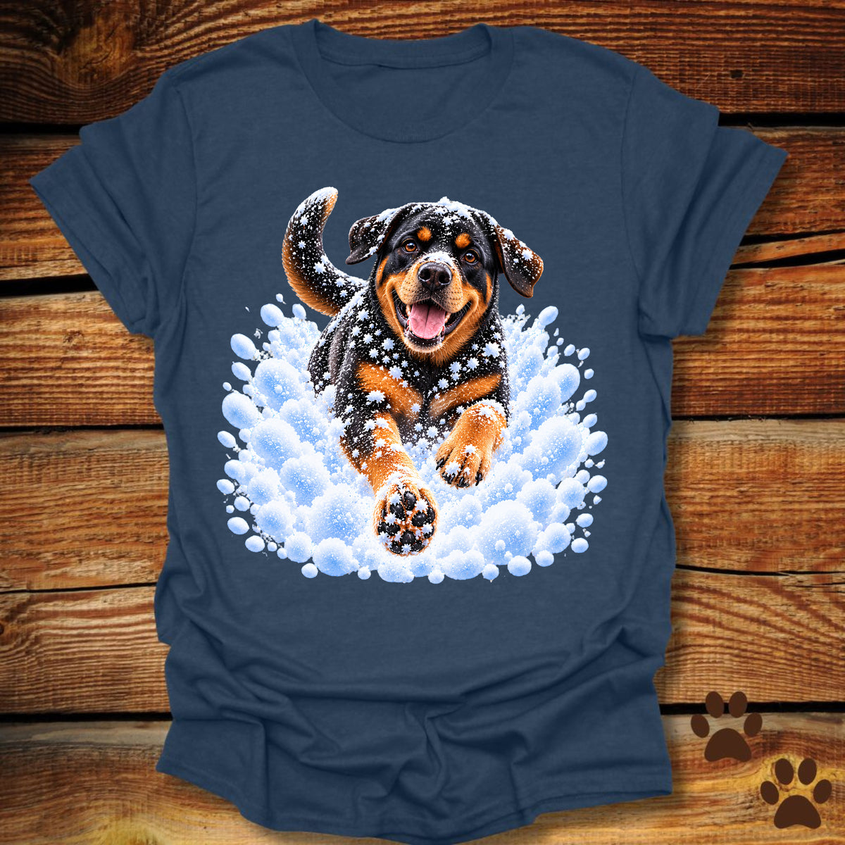 Rottweiler Snow Day T-Shirt - Front & Back Print