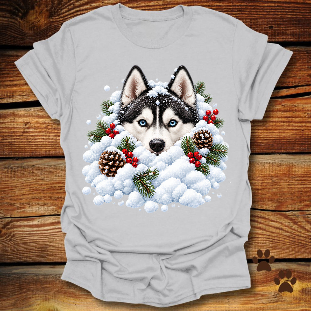 Husky Snowbank T-Shirt - Front & Back Print
