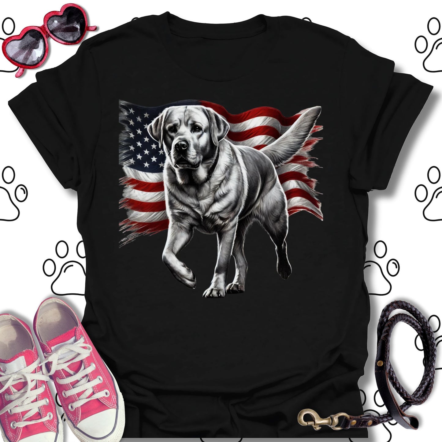 Labrador Patriotic American Flag T-Shirt