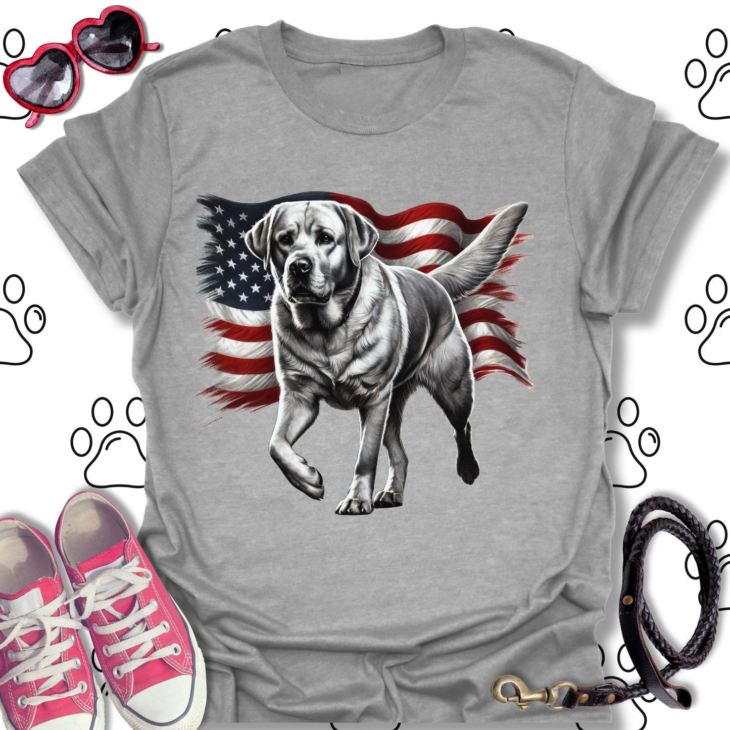 Labrador Patriotic American Flag T-Shirt