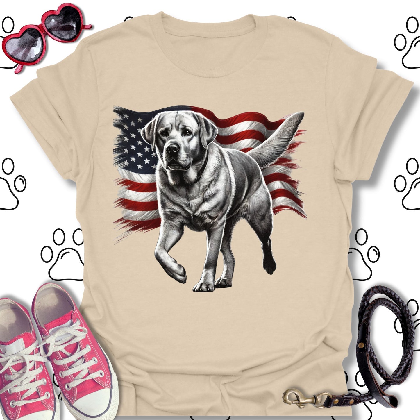 Labrador Patriotic American Flag T-Shirt