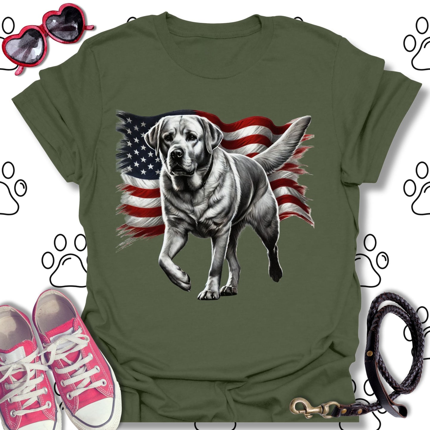 Labrador Patriotic American Flag T-Shirt