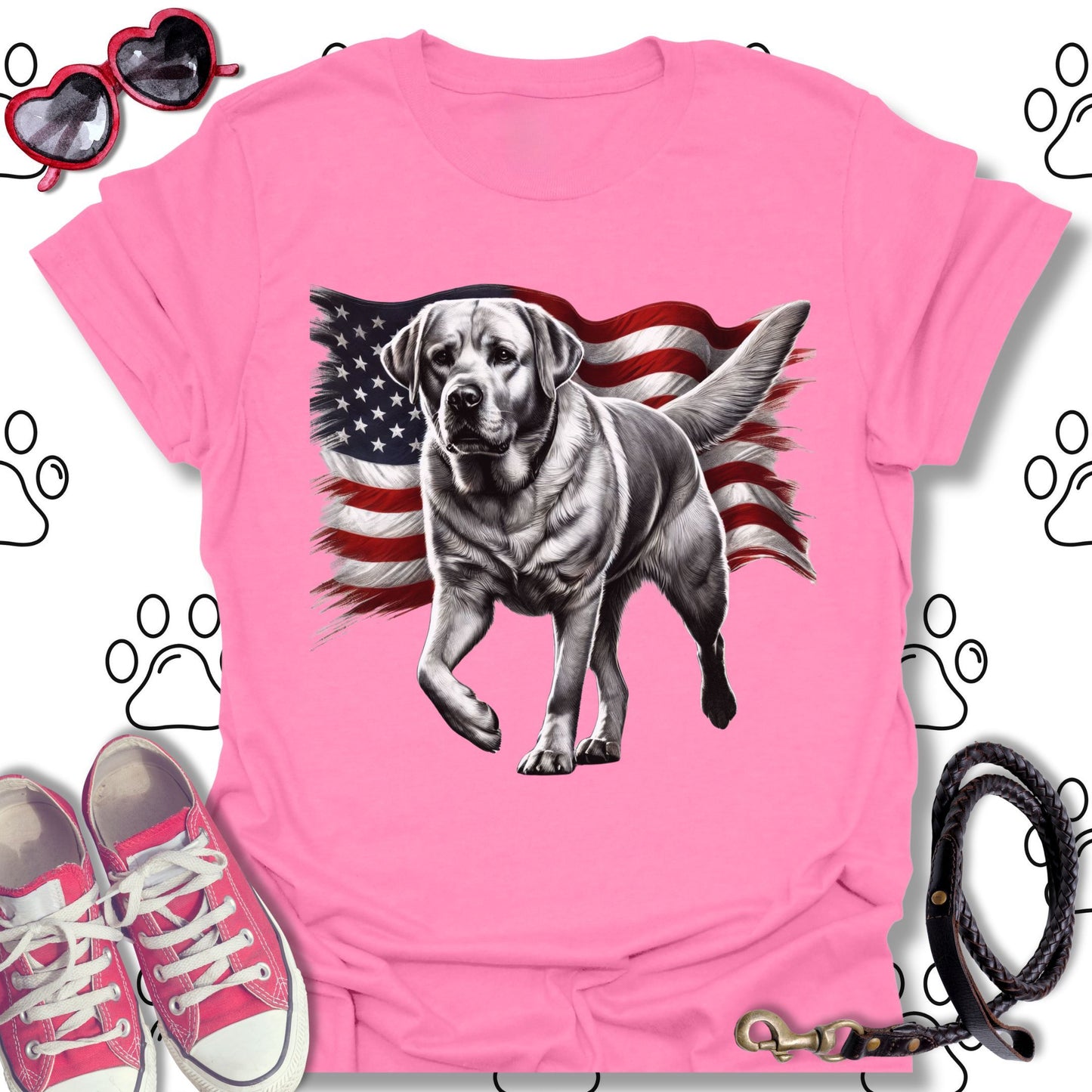 Labrador Patriotic American Flag T-Shirt