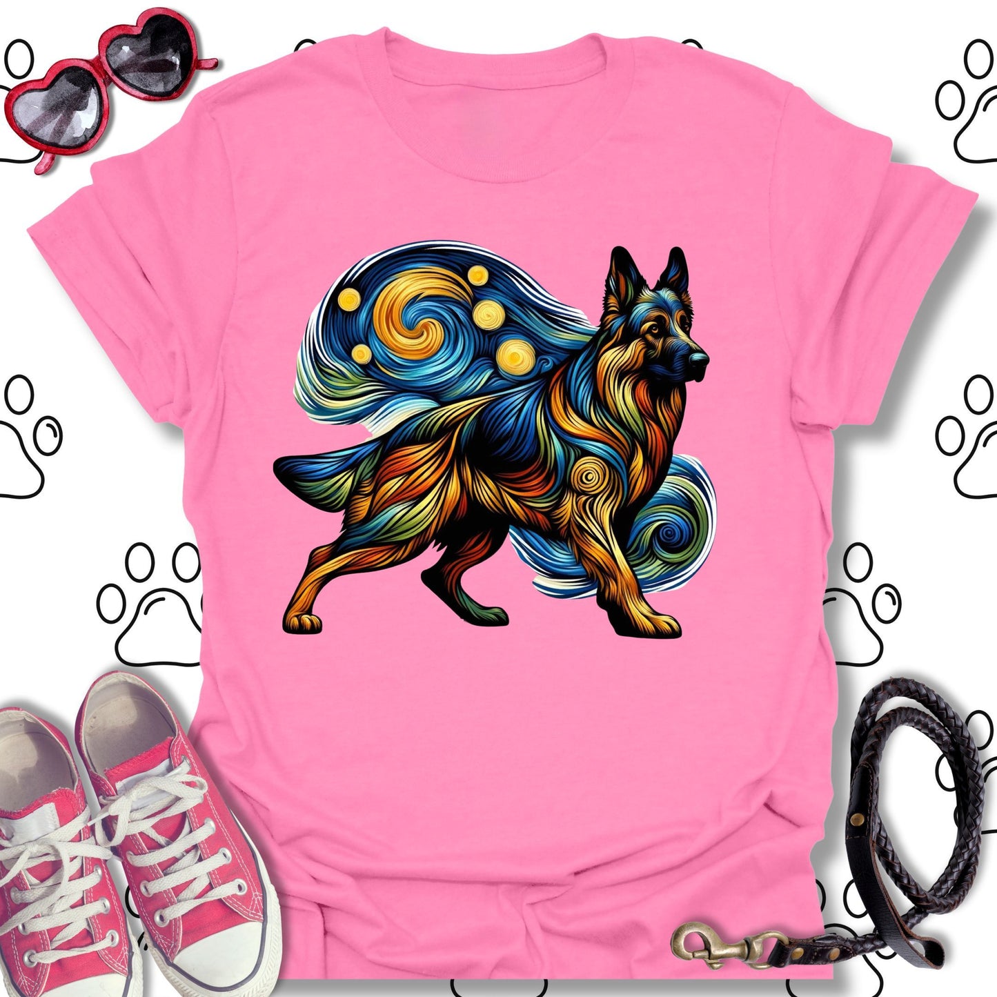 German Shepherd Starry Night T-Shirt