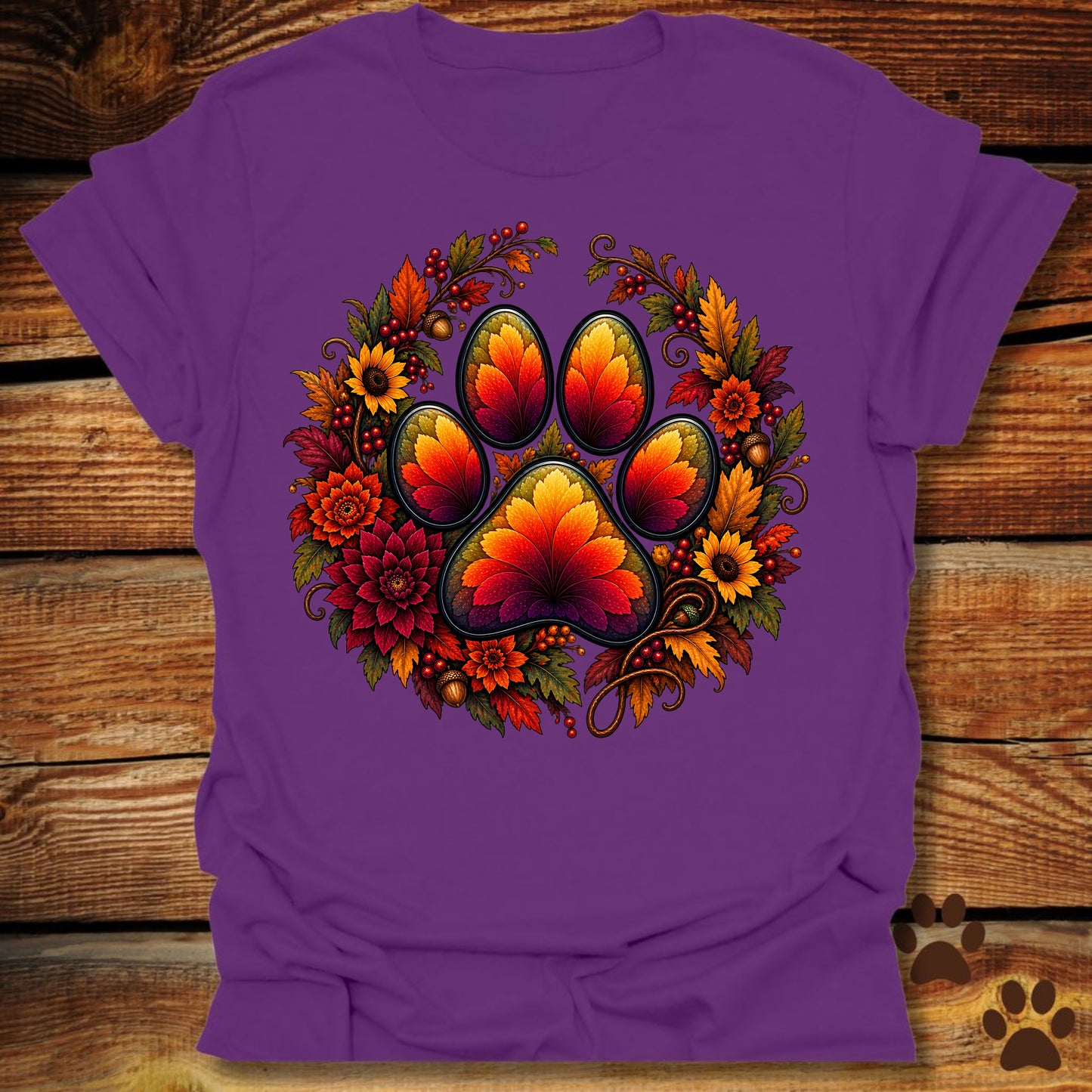 Autumn Paw Print Wreath T-Shirt