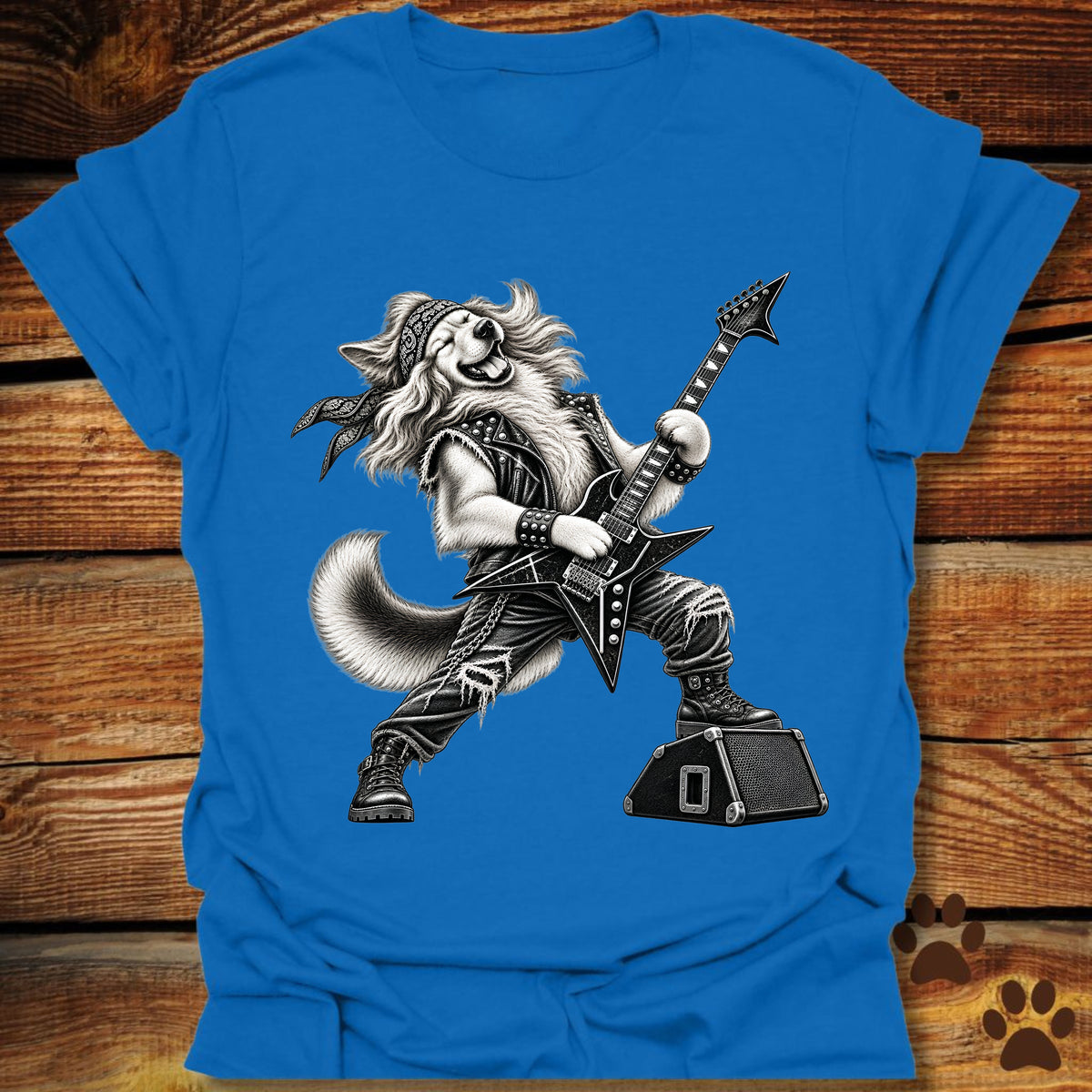 Golden Retriever Heavy Metal Guitar T-Shirt