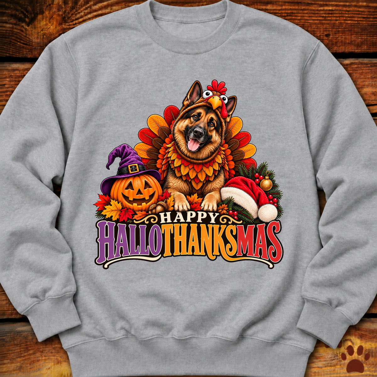 Happy Hallothanksmas German Shepherd Turkey Sweatshirt