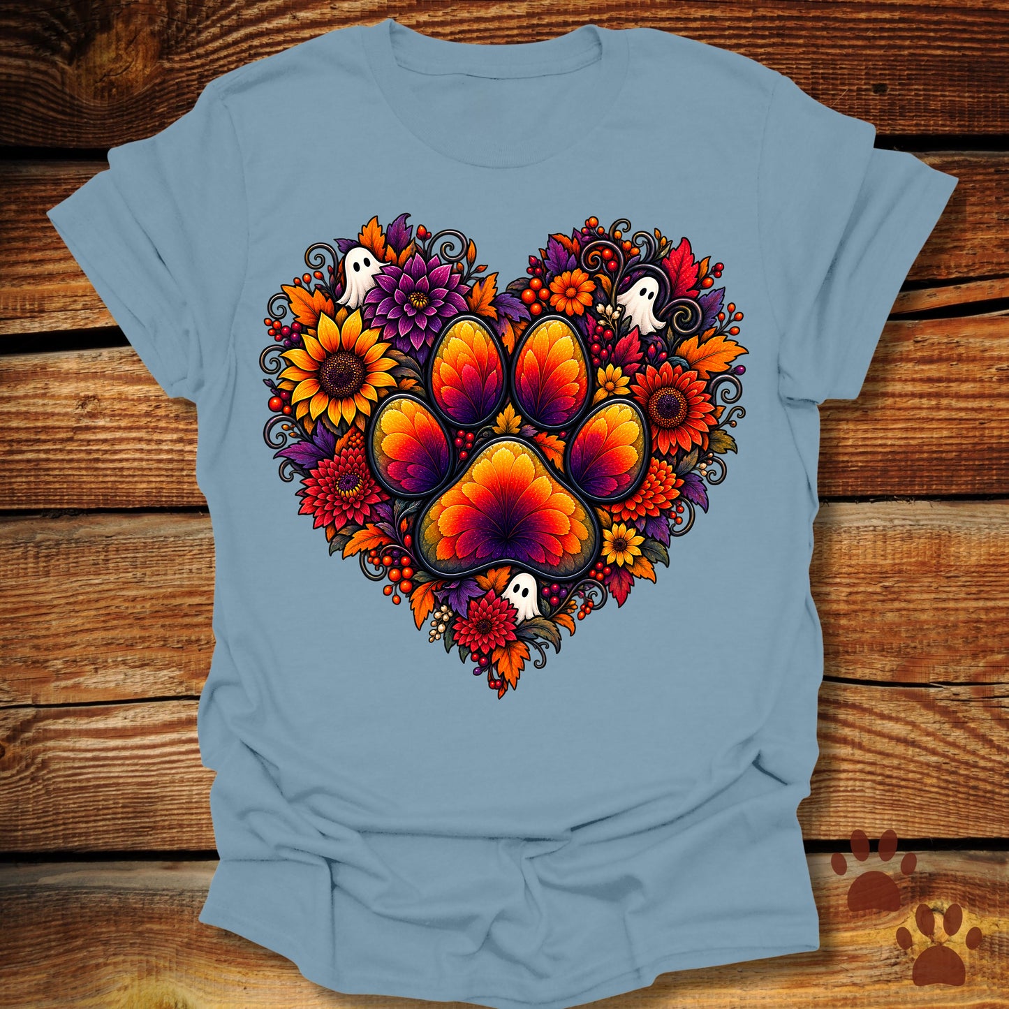 Hidden Ghost Paw Heart T-Shirt