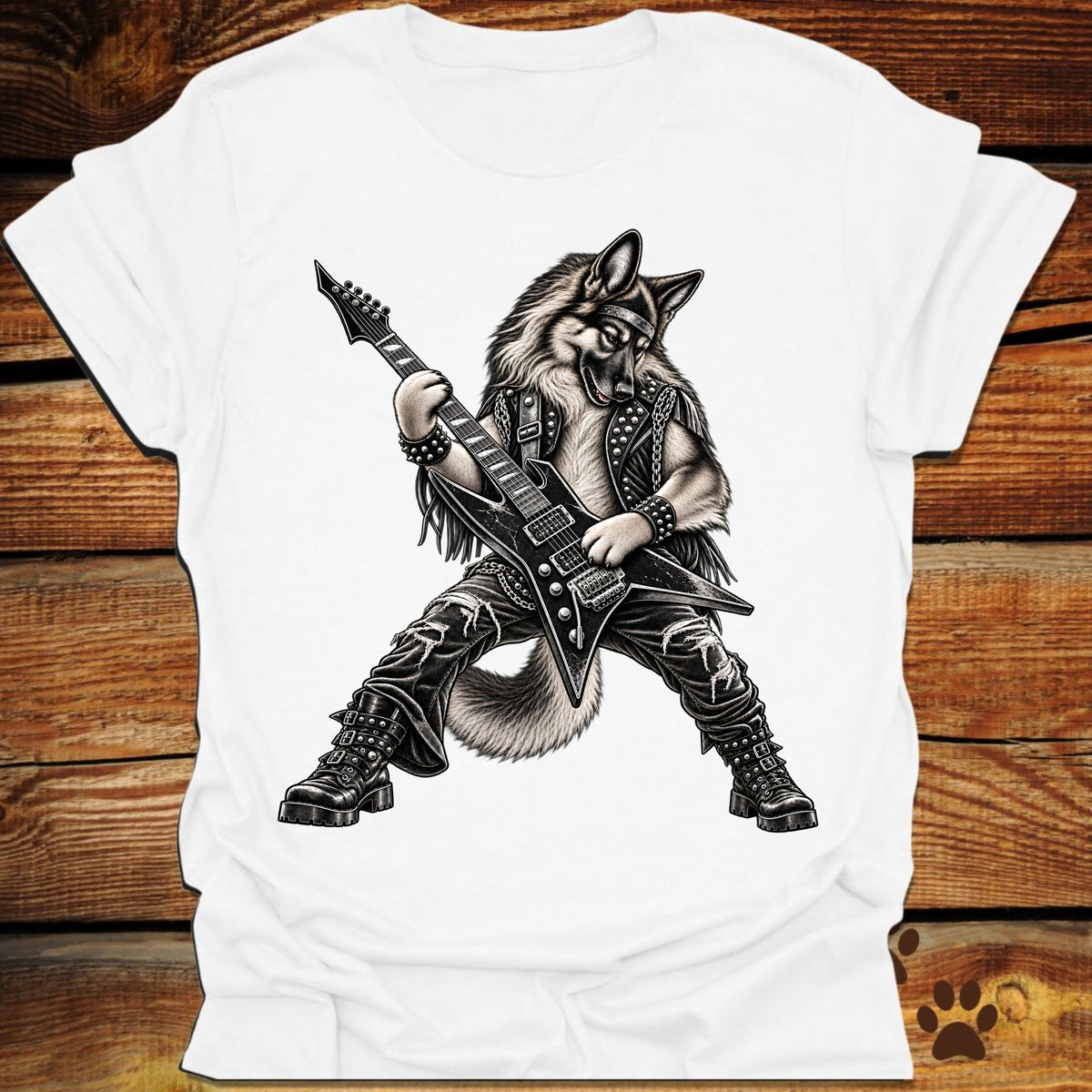 German Shepherd Heavy Metal Guitar T-Shirt