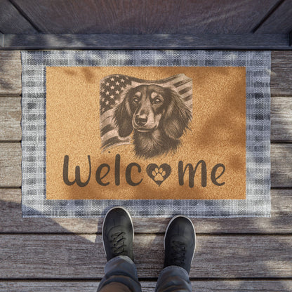 Dachshund American Flag Welcome Mat