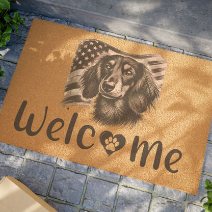 Dachshund American Flag Welcome Mat