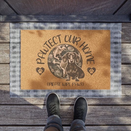 Dachshund Pawtect Our Home Door Mat