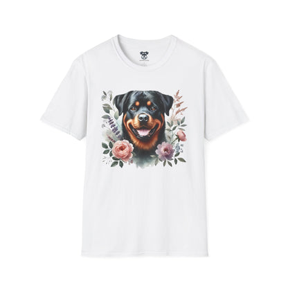 Rottweiler Floral Watercolor T-Shirt