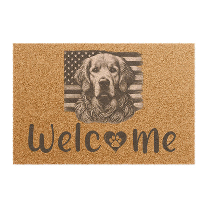 Golden Retriever Patriotic Welcome Mat